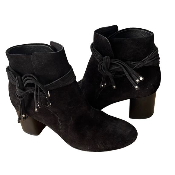 Black Rag & Bone Dalia II Suede Tie Boot Ankle Bootie, size 40 - Picture 1 of 14